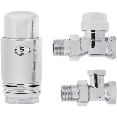 Válvula termostática cromada Invena - Pack 1/2" BSP, 15mm, Recta Válvula termostática cromada Invena - Pack 1/2" BSP, 15mm, Recta