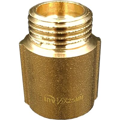 Invena 1/2" BSP Rohrverlängerung - Gusseisen Messing - 25mm Invena 1/2" BSP Rohrverlängerung - Gusseisen Messing - 25mm