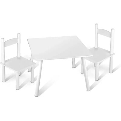 LEOMARK - Zestaw Stół Krzesła - Biały - Drewno - Kids Table Chair Set LEOMARK - Zestaw Stół Krzesła - Biały - Drewno - Kids Table Chair Set