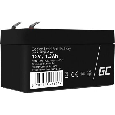Green Cell Batterie AGM 12V 1,3Ah - Plomb-acide scellée Green Cell Batterie AGM 12V 1,3Ah - Plomb-acide scellée
