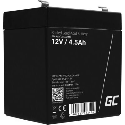 Akumulator UPS Green Cell AGM44 - 12V 4,5Ah Zamknięty akumulator ołowiowy Akumulator UPS Green Cell AGM44 - 12V 4,5Ah Zamknięty akumulator ołowiowy