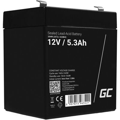 Batterie UPS Green Cell AGM45 - 12V 5,3Ah Plomb-acide scellé Batterie UPS Green Cell AGM45 - 12V 5,3Ah Plomb-acide scellé
