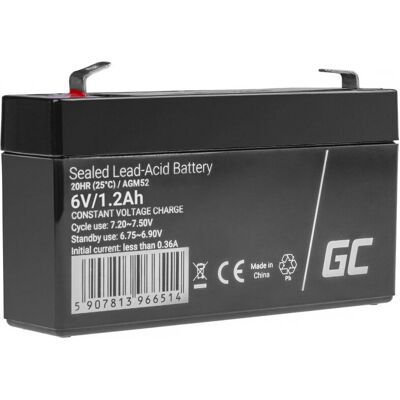 Batterie Green Cell AGM52 - 6V 1,2Ah - Plomb AGM VRLA Batterie Green Cell AGM52 - 6V 1,2Ah - Plomb AGM VRLA