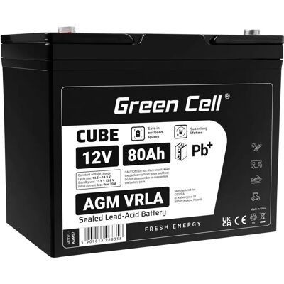 Batería Green Cell AGM 12V 80Ah Sin Mantenimiento para Barcos Batería Green Cell AGM 12V 80Ah Sin Mantenimiento para Barcos