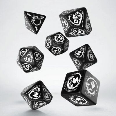 Sada Drakových Kostek: 7 RPG Kostek Černá a Bílá Sada Drakových Kostek: 7 RPG Kostek Černá a Bílá