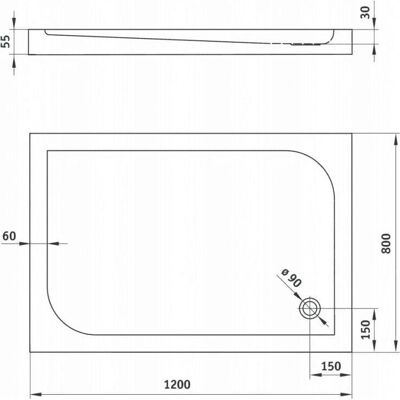Deante Modell KTK 043B Rechteckige Acryl-Duschwanne 90x120 - Duschwanne Deante Modell KTK 043B Rechteckige Acryl-Duschwanne 90x120 - Duschwanne