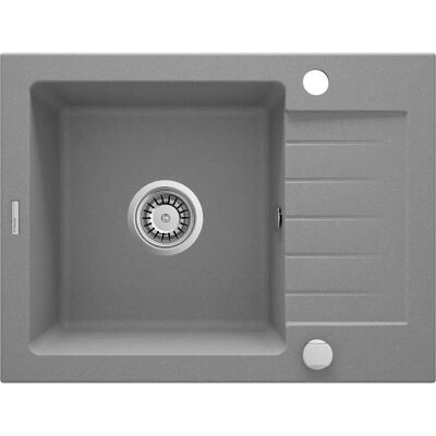 Fregadero de granito gris Zorba de Deante - 1 compartimento, escurridor Fregadero de granito gris Zorba de Deante - 1 compartimento, escurridor
