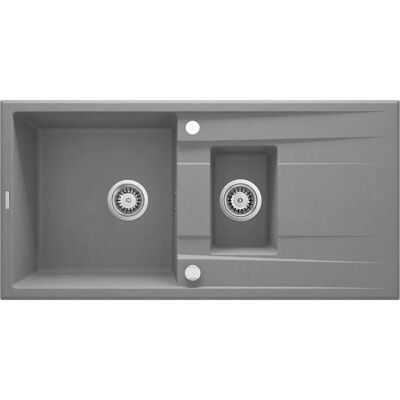 Fregadero de granito Deante 1,5 compartimentos - Gris, con escurridor Fregadero de granito Deante 1,5 compartimentos - Gris, con escurridor