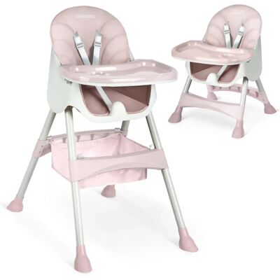 Ricokids Milo Voedingsstoel - 3-in-1, Roze, Verstelbare bak Ricokids Milo Voedingsstoel - 3-in-1, Roze, Verstelbare bak