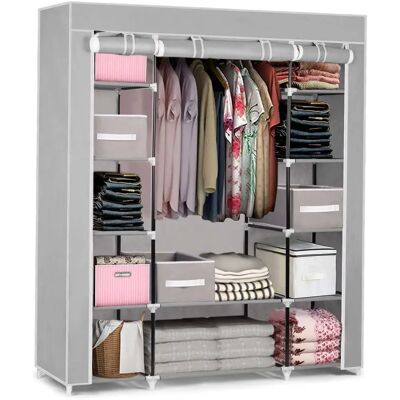 Armoire Massido - 45x135x170cm - Gris - Publicité Armoire Massido - 45x135x170cm - Gris - Publicité