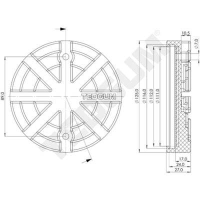 Piastra di support Tedgum - Diametro 125mm - 00848878 Piastra di support Tedgum - Diametro 125mm - 00848878