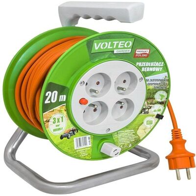Volteo - Cable de extensión para jardín enrollable - 10 m, 3x1 mm², 4 tomas Volteo - Cable de extensión para jardín enrollable - 10 m, 3x1 mm², 4 tomas