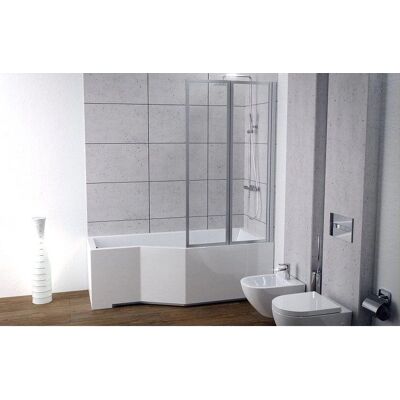 Besco Biała Wanna narożna Integrate 150x75cm z kabiną prysznicową Besco Biała Wanna narożna Integrate 150x75cm z kabiną prysznicową