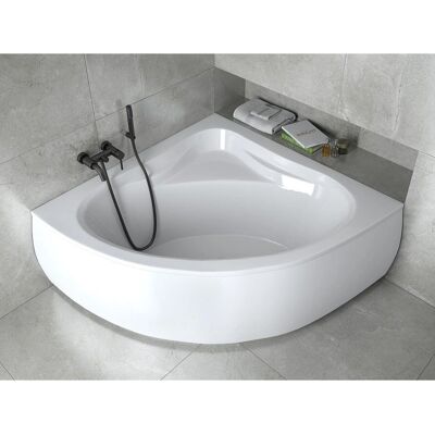 Besco Mia wanna narożna 140x140cm + czarna matowa obudowa + odpływ Besco Mia wanna narożna 140x140cm + czarna matowa obudowa + odpływ