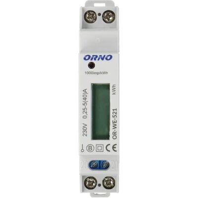 Orno WE-521 Single-phase Meter - 40A, MID, Pulse, Backlit Orno WE-521 Single-phase Meter - 40A, MID, Pulse, Backlit