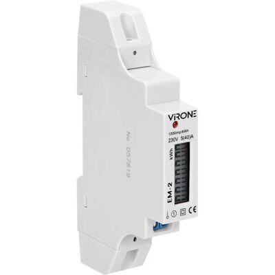 Compteur d'énergie numérique monophasé Orno Virone EM-2 - 40A, Impulsion, DIN Compteur d'énergie numérique monophasé Orno Virone EM-2 - 40A, Impulsion, DIN