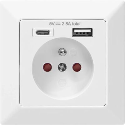 ORNO Electrical Outlet with USB-A and USB-C - 230V, 2.8A ORNO Electrical Outlet with USB-A and USB-C - 230V, 2.8A