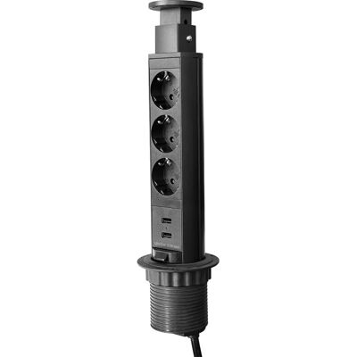 Orno - OR-AE-1349(GS)/B - 3x Schuko + 2x USB - Outlet Orno - OR-AE-1349(GS)/B - 3x Schuko + 2x USB - Outlet