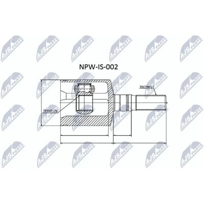 NTY NPW-IS-002 Voimansiirtoakselin nivel - Edessä vasen - NBR NTY NPW-IS-002 Voimansiirtoakselin nivel - Edessä vasen - NBR