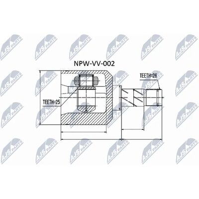 NTY NPW-VV-002 Volvo Vasen etuakselin nivel - Voiman akseli NTY NPW-VV-002 Volvo Vasen etuakselin nivel - Voiman akseli