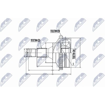 NTY NPZ-CT-010 Termoplastinen CV-akseli - CV-akseli NTY NPZ-CT-010 Termoplastinen CV-akseli - CV-akseli