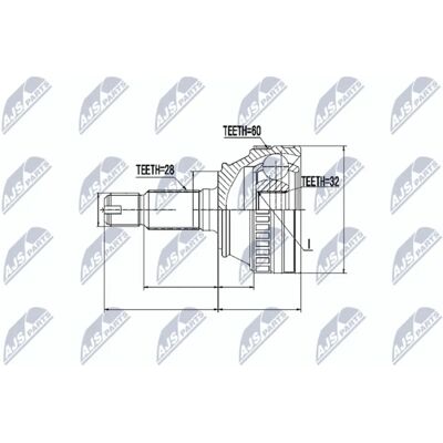 Set de articulații ax de transmisie NTY pentru Land Rover Freelander - CV4202A, 28/32 dinți Set de articulații ax de transmisie NTY pentru Land Rover Freelander - CV4202A, 28/32 dinți