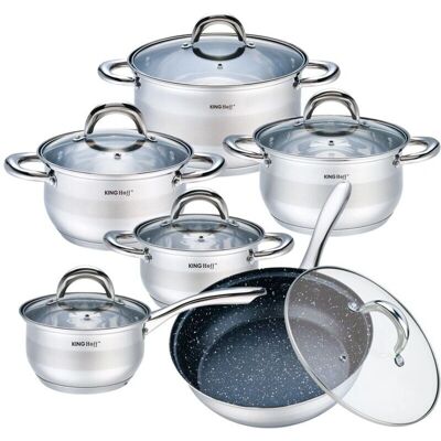Kinghoff Edelstahl Kochgeschirr-Set - Induktion geeignet - 12 Stück Kinghoff Edelstahl Kochgeschirr-Set - Induktion geeignet - 12 Stück