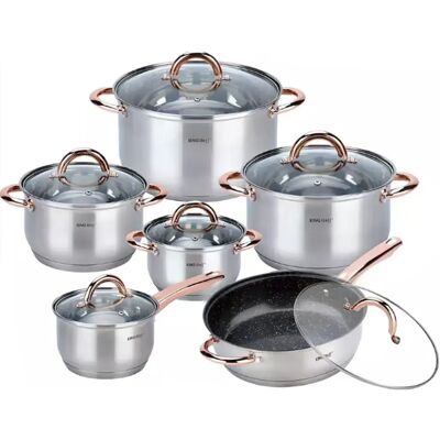 Ensemble de casseroles en acier inoxydable Rose gold 12 pièces - Set de Casseroles - Publicité Ensemble de casseroles en acier inoxydable Rose gold 12 pièces - Set de Casseroles - Publicité