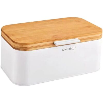 Kinghoff Edelstahl Brotkasten mit Bambusdeckel - Brotlager Kinghoff Edelstahl Brotkasten mit Bambusdeckel - Brotlager