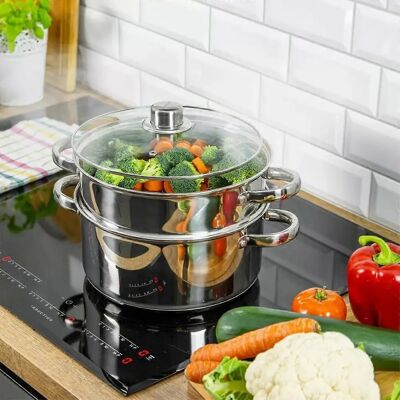 Kinghoff 5L Dampfgarer-Set - Edelstahl Kinghoff 5L Dampfgarer-Set - Edelstahl