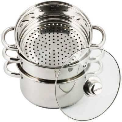 Kinghoff Edelstahl Dampfkochtopf-Set, 4 Teile, 22cm Kinghoff Edelstahl Dampfkochtopf-Set, 4 Teile, 22cm