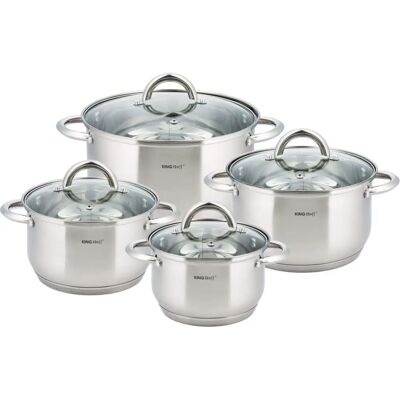 Kinghoff 8-teiliger Kochtopf-Set - Edelstahl - Für Alle Herde Kinghoff 8-teiliger Kochtopf-Set - Edelstahl - Für Alle Herde