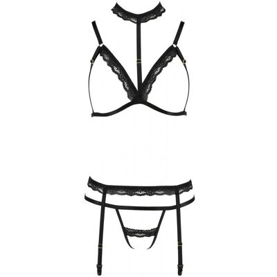 Sada 3 kusů spodního prádla Passion Shelly Noir Devil - XXL/XXXL Sada 3 kusů spodního prádla Passion Shelly Noir Devil - XXL/XXXL