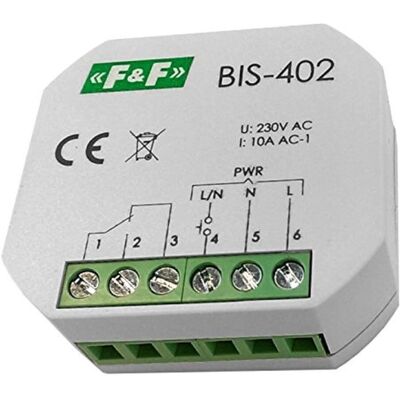 F&F BIS-402 Relais bistable - 10A, 230V, pour boîte - Publicité F&F BIS-402 Relais bistable - 10A, 230V, pour boîte - Publicité
