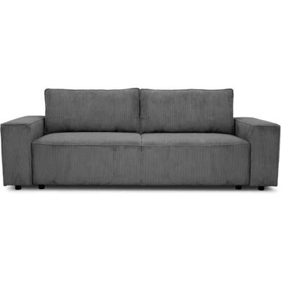 Canapé convertible JOSH - Velours anthracite - Rangement - 3 places - Publicité Canapé convertible JOSH - Velours anthracite - Rangement - 3 places - Publicité