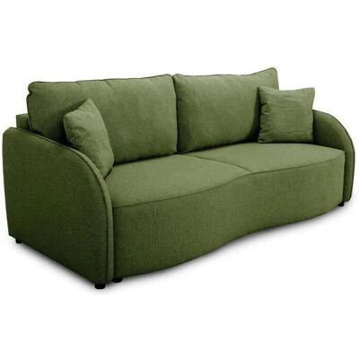 Canapé convertible en tissu olive - Rangement - 3 places - Publicité Canapé convertible en tissu olive - Rangement - 3 places - Publicité