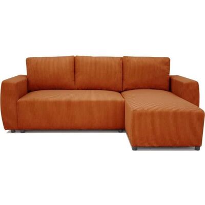 PHARELL Canapé d'angle velours terracotta réversible - 3-4 places - Publicité PHARELL Canapé d'angle velours terracotta réversible - 3-4 places - Publicité