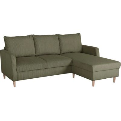 CHIPY - Canapé d'angle fixe 3 places - kaki - velours côtelé - 192x82x138 cm - Publicité CHIPY - Canapé d'angle fixe 3 places - kaki - velours côtelé - 192x82x138 cm - Publicité