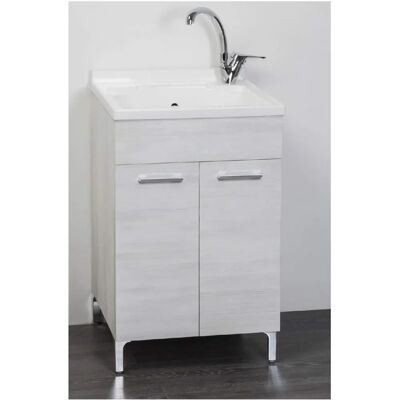 Iperbriko Compacto 60x50cm Gabinete de Baño Roble Blanco - 2 Puertas Iperbriko Compacto 60x50cm Gabinete de Baño Roble Blanco - 2 Puertas