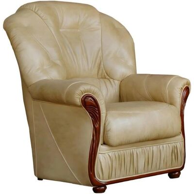 Vente-unique Beiger Büffelleder Sessel - Rustik Stil Vente-unique Beiger Büffelleder Sessel - Rustik Stil