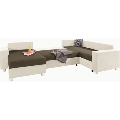 Collection AB Paris U-Form Beiges Mikrofaser-Sofa - Wohnzimmer Collection AB Paris U-Form Beiges Mikrofaser-Sofa - Wohnzimmer
