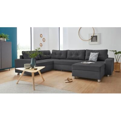 COLLECTION AB Paris U-Form Grau Samtsofa - Sofa COLLECTION AB Paris U-Form Grau Samtsofa - Sofa