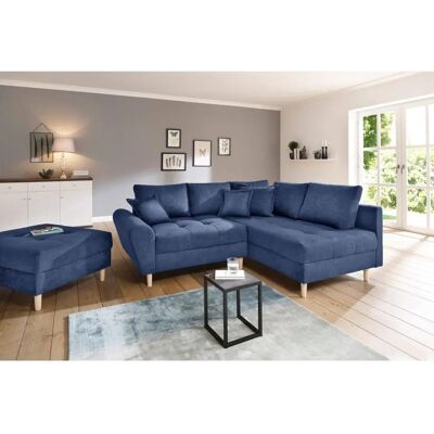 HOME AFFAIRE Rice L-Form Blau Sofa mit Ottomane HOME AFFAIRE Rice L-Form Blau Sofa mit Ottomane