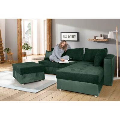 Collection AB Italia L-Form Grünes Samt-Cord-Sofa - Sofa Collection AB Italia L-Form Grünes Samt-Cord-Sofa - Sofa
