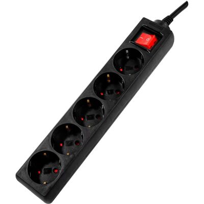 SPACER PP-5-18 V2 Verlängerungskabel - 5 Steckdosen - 1,8 m - Schwarz SPACER PP-5-18 V2 Verlängerungskabel - 5 Steckdosen - 1,8 m - Schwarz
