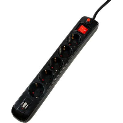 SPACER PP-5-18B-USB Verlängerung - 5 Steckdosen, 1,8 m Kabel SPACER PP-5-18B-USB Verlängerung - 5 Steckdosen, 1,8 m Kabel