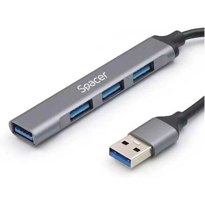 Hub d'interface SPACER SPHB-USB-4U-01 - USB 3.2 Gen 2 Type-C - Gris - Publicité Hub d'interface SPACER SPHB-USB-4U-01 - USB 3.2 Gen 2 Type-C - Gris - Publicité