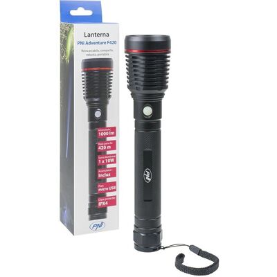 Latarka aluminiowa PNI Adventure F420 - 1000lm, 420m, 8000mAh Latarka aluminiowa PNI Adventure F420 - 1000lm, 420m, 8000mAh