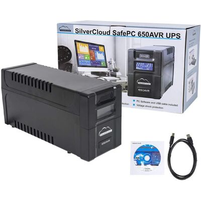 Silver Cloud UPS SafePC 650AVR - Potenza 360W, LCD, Monitor PC Silver Cloud UPS SafePC 650AVR - Potenza 360W, LCD, Monitor PC