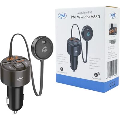 PNI V880 Bluetooth FM Transzmitter - Dúál USB, Mikrofon, Gyors töltés PNI V880 Bluetooth FM Transzmitter - Dúál USB, Mikrofon, Gyors töltés